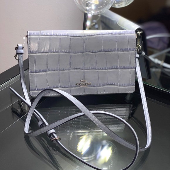 Coach Hayden Croc Embossed Chain Wallet Crossbody - Picture 2 of 6